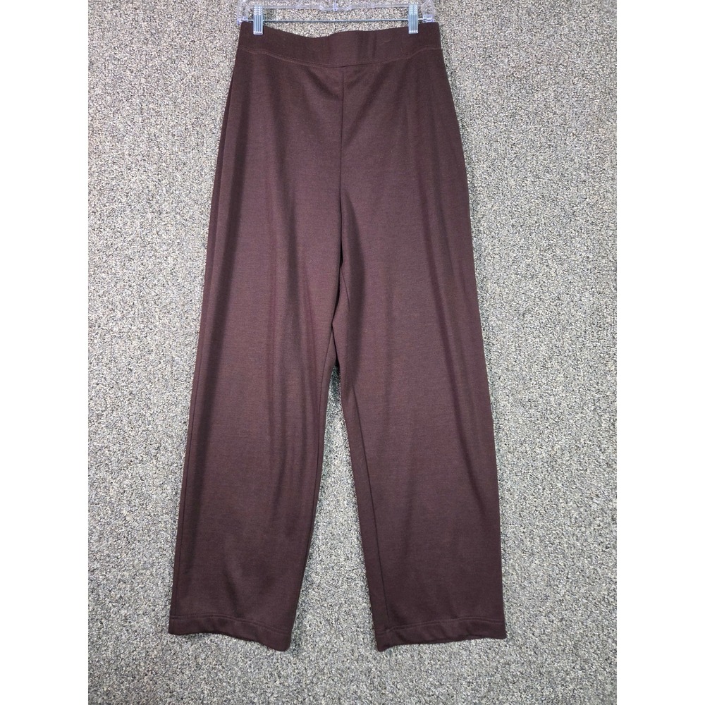 Susan Graver Pants Womens Medium Brown Wide Leg High Rise Pull On A62540